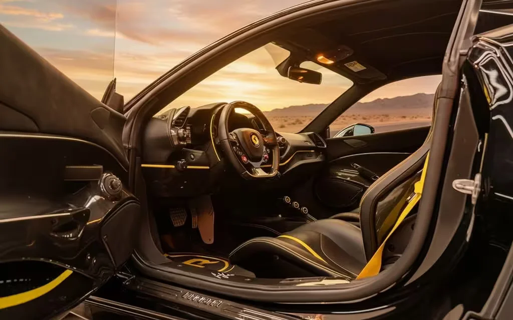 Ferrari 488 2020 interior view showing trim – rental in Dubai