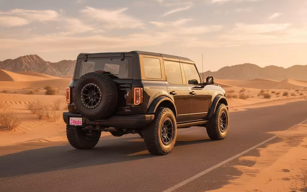 Ford Bronco 2021 Black rear view showing taillights – rental in Dubai