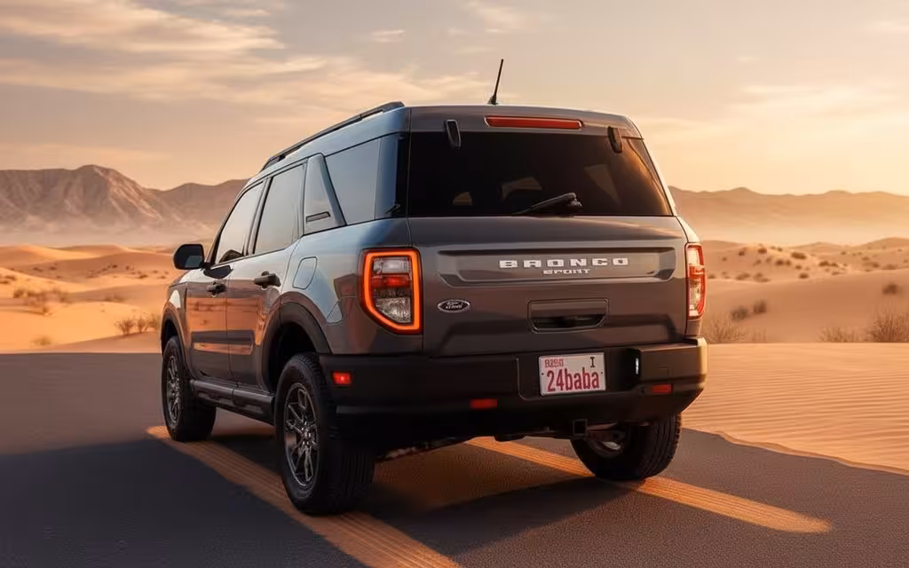 Ford Bronco 2021 Blue rear view showing taillights – rental in Dubai