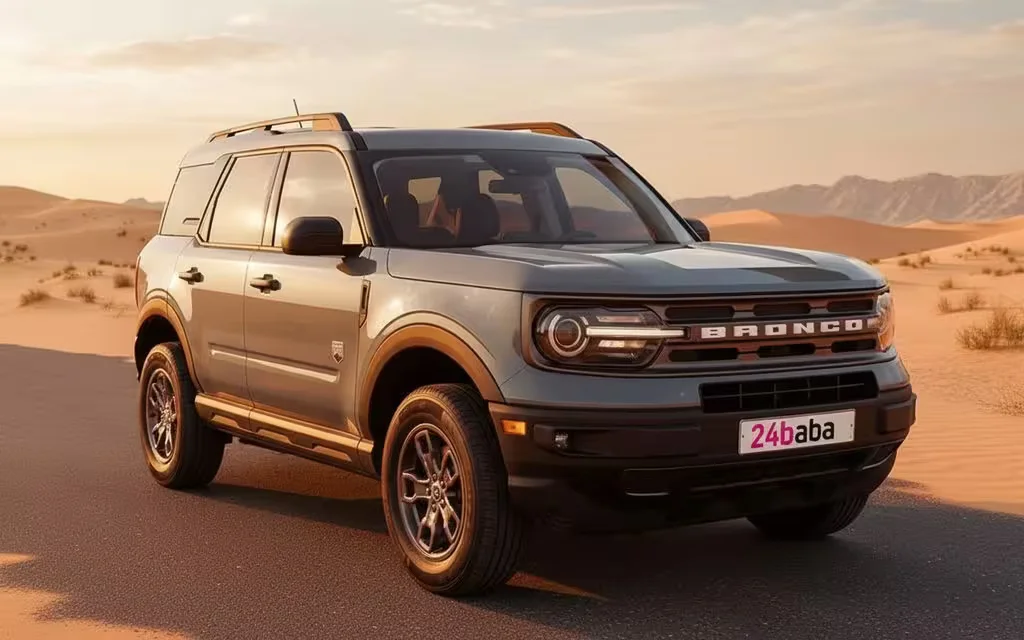 Ford Bronco 2021 Blue front view with headlights – rental in Dubai
