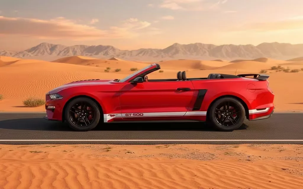 Ford Mustang 2020 Red side profile – rental in Dubai