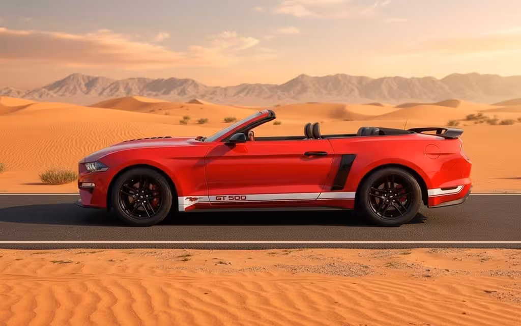 Ford Mustang 2020 Red side profile – rental in Dubai