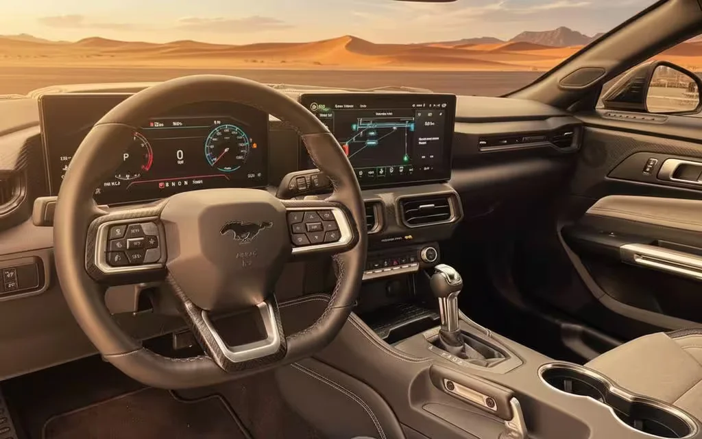 Ford Mustang 2024 interior view showing trim – rental in Dubai