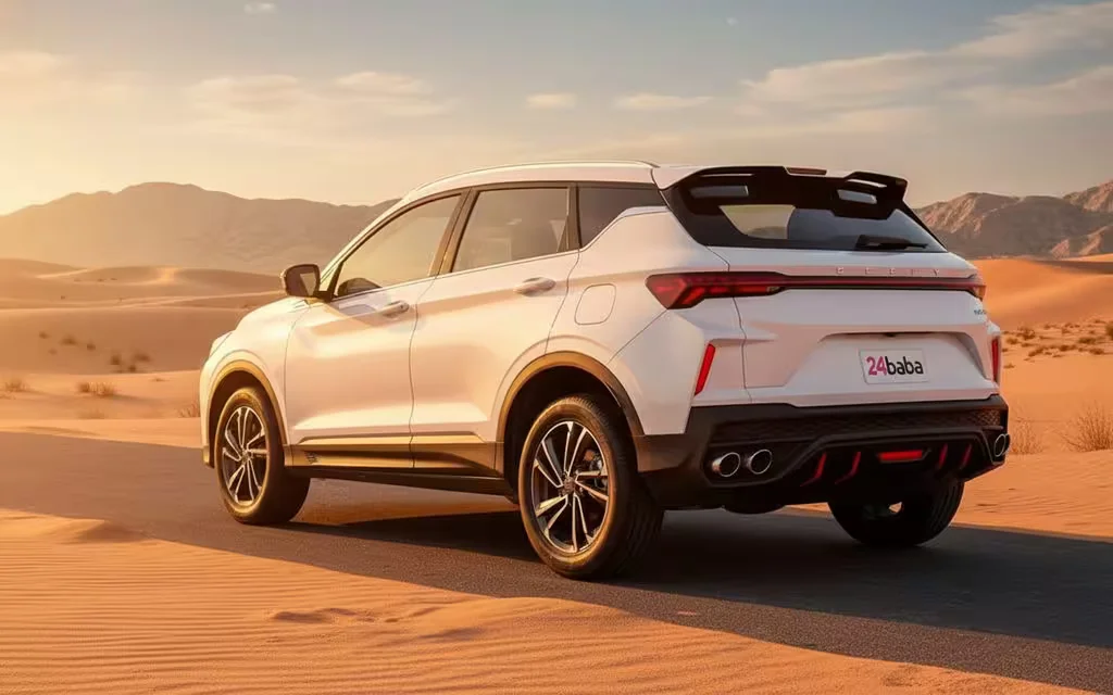 Geely Coolray 2025 White parked outdoor scene – rental in Dubai