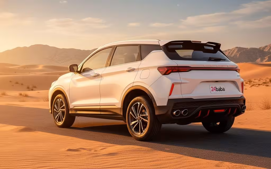 Geely Coolray 2025 White parked outdoor scene – rental in Dubai