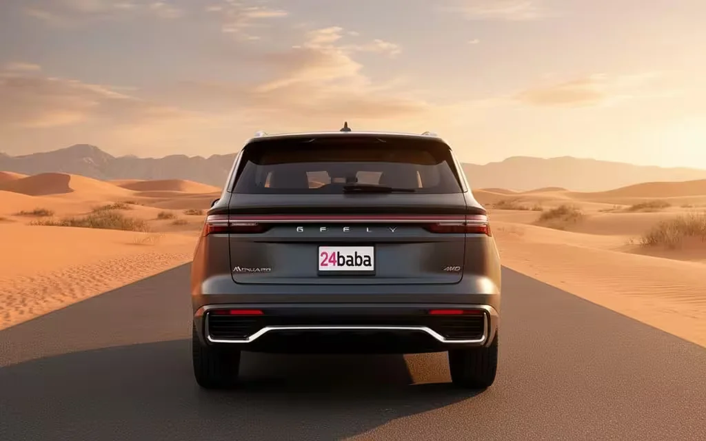 Geely Monjaro 2025 Grey rear view showing taillights – rental in Dubai