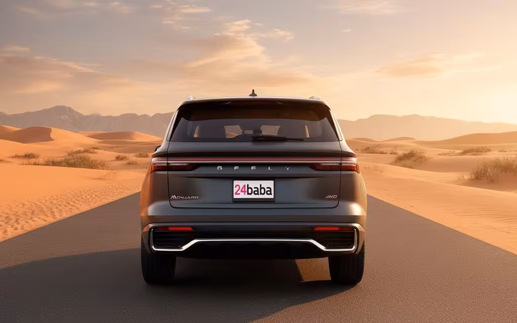 Geely Monjaro 2025 Grey rear view showing taillights – rental in Dubai