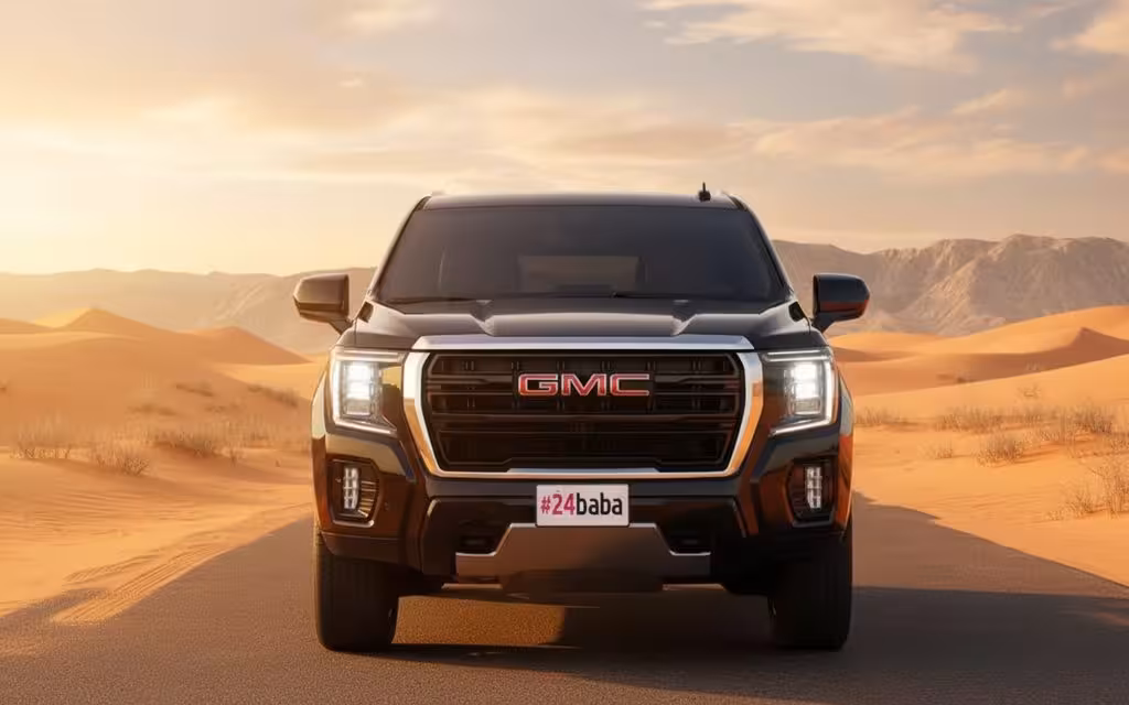 Gmc Yukon 2021 Black front view with headlights – rental in Dubai