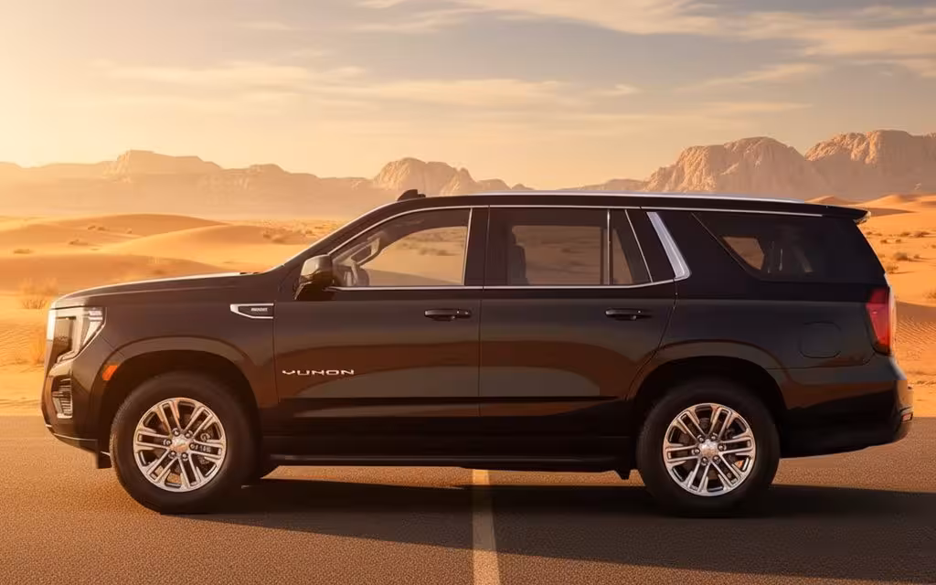 Gmc Yukon 2021 Black side profile – rental in Dubai