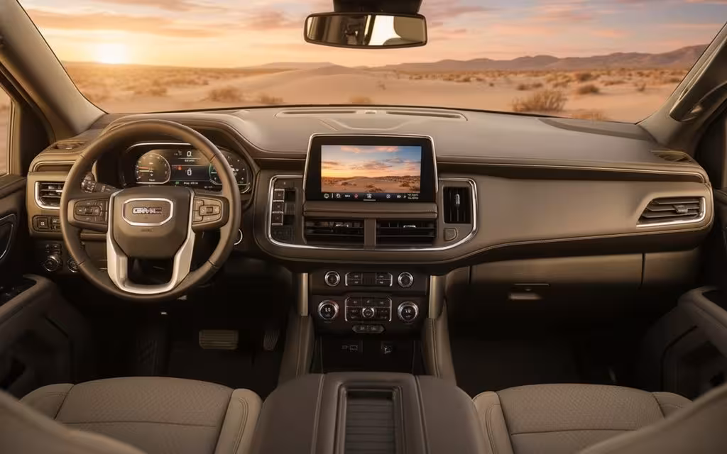 Gmc Yukon 2021 dashboard and infotainment – rental in Dubai