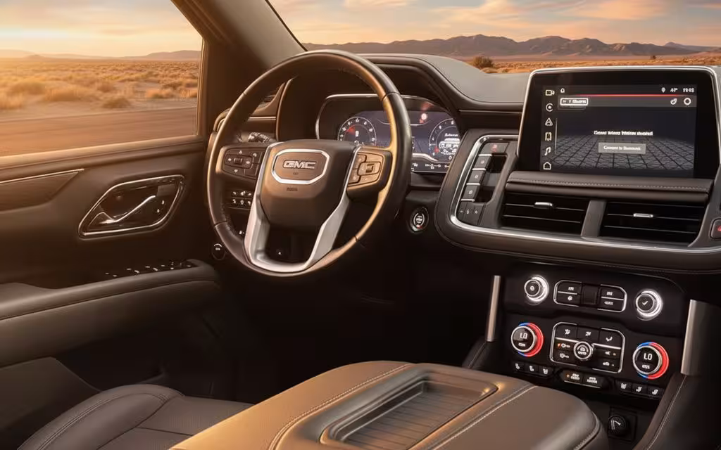 Gmc Yukon 2022 dashboard and infotainment – rental in Dubai