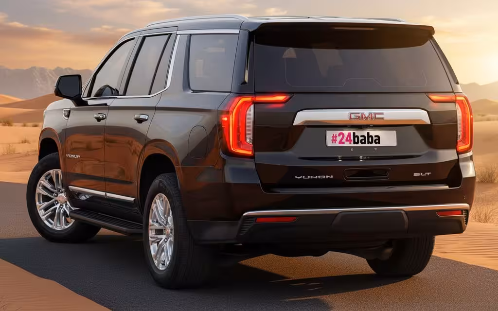 Gmc Yukon 2022 Black rear view showing taillights – rental in Dubai