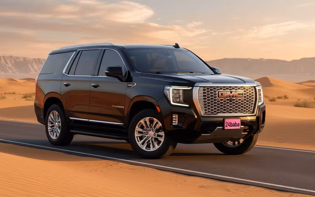 Gmc Yukon 2022 Black front view with headlights – rental in Dubai