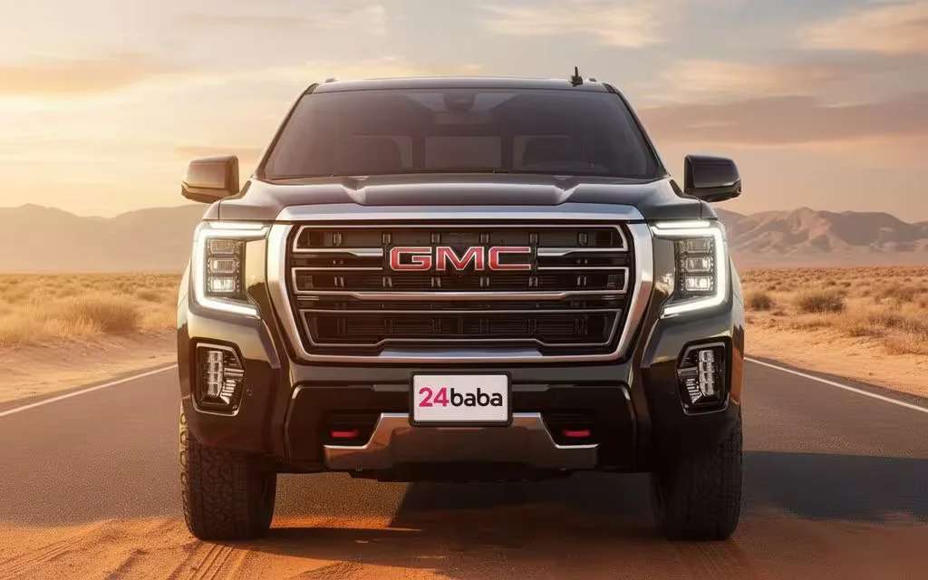 Gmc Yukon 2024 Black front view with headlights – rental in Dubai