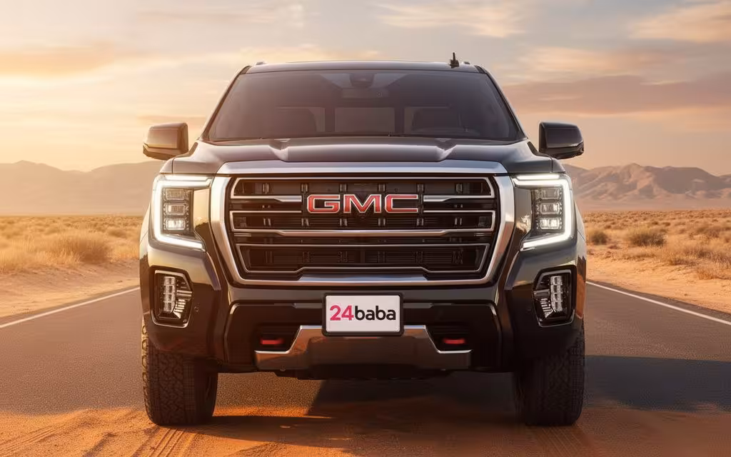 Gmc Yukon 2024 Black front view with headlights – rental in Dubai