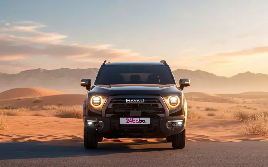 Haval Dargo 2023 Black front view with headlights – rental in Dubai