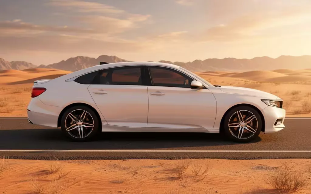 Honda Accord 2022 White side profile – rental in Dubai