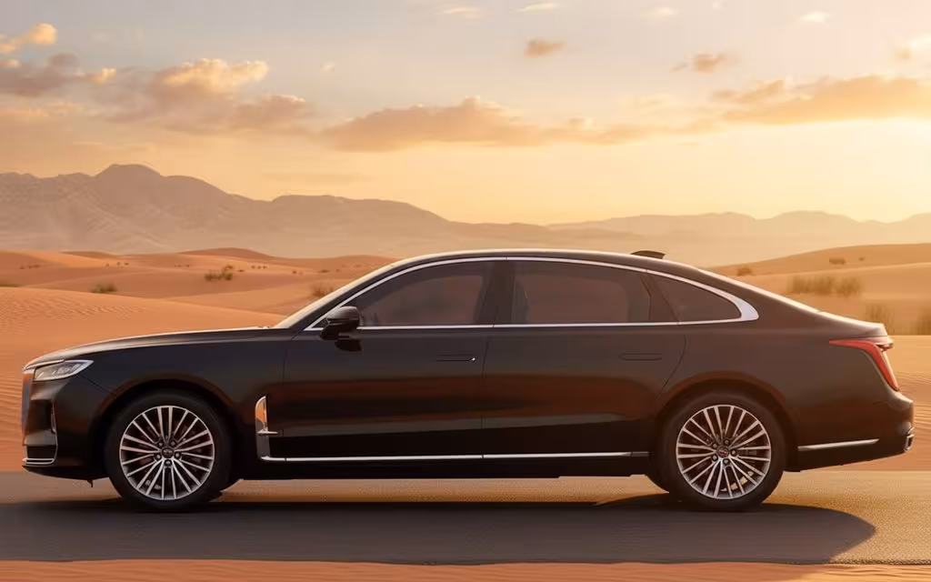 Hongqi H9 2023 Black side profile – rental in Dubai