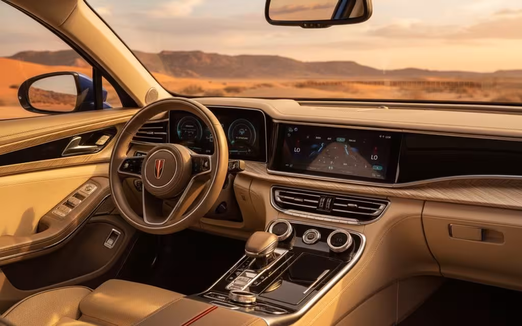 Hongqi H9 2023 interior view showing trim – rental in Dubai