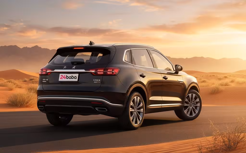 Hongqi Hs5 2023 Black rear view showing taillights – rental in Dubai