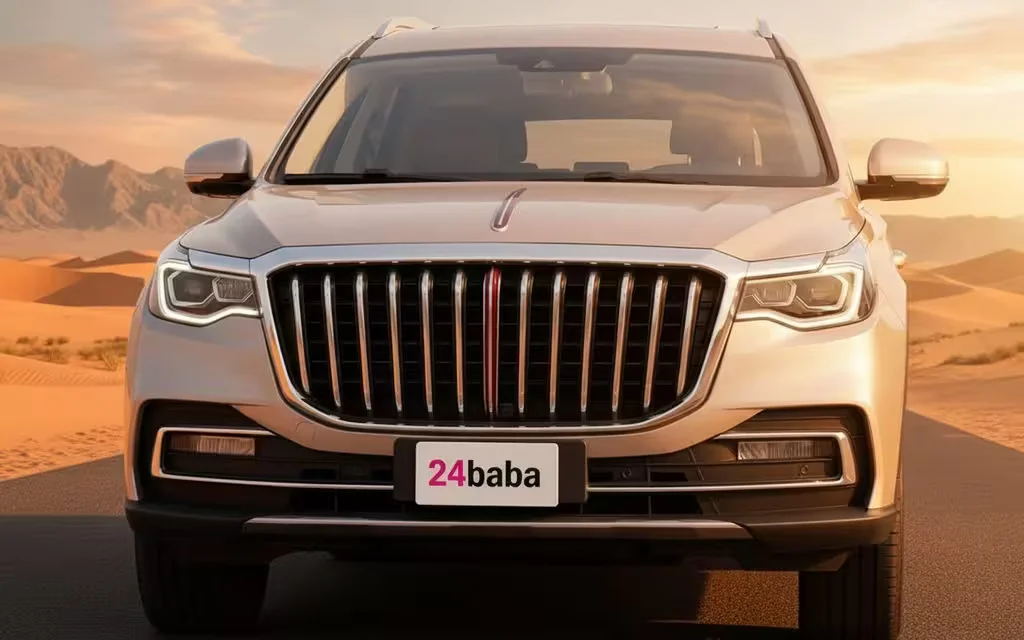 Hongqi Hs7 2022 Beige front view with headlights – rental in Dubai