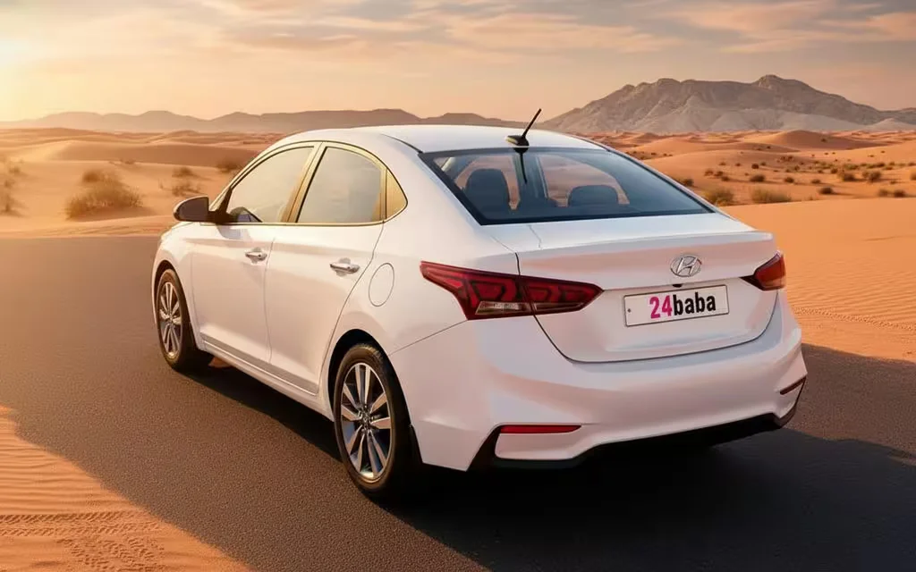 Hyundai Accent 2022 White rear view showing taillights