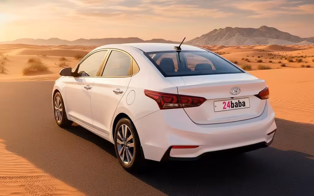 Hyundai Accent 2022 White rear view showing taillights