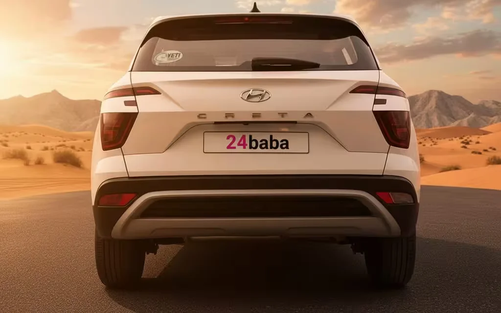 Hyundai Creta 2023 White rear view showing taillights – rental in Dubai