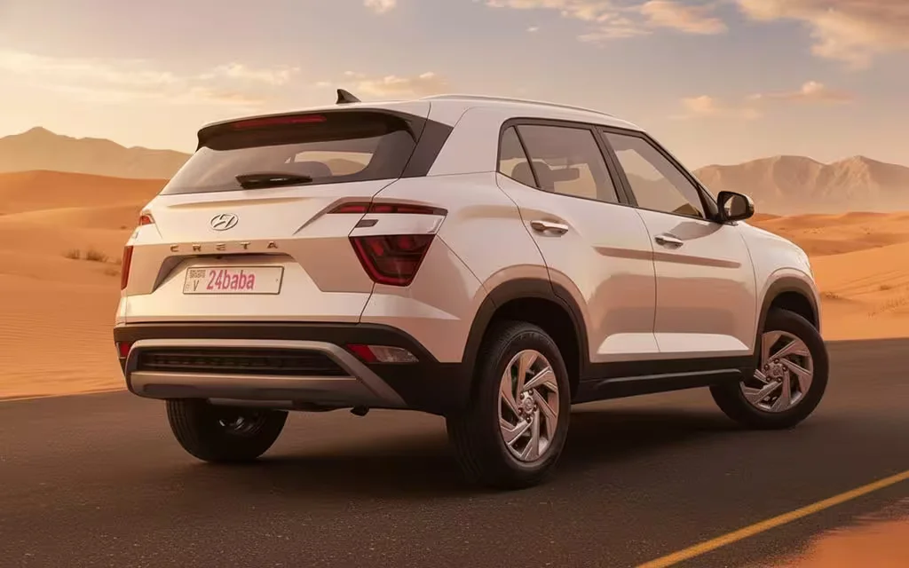Hyundai Creta 2023 White parked outdoor scene – rental in Dubai