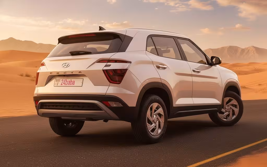 Hyundai Creta 2023 White parked outdoor scene – rental in Dubai