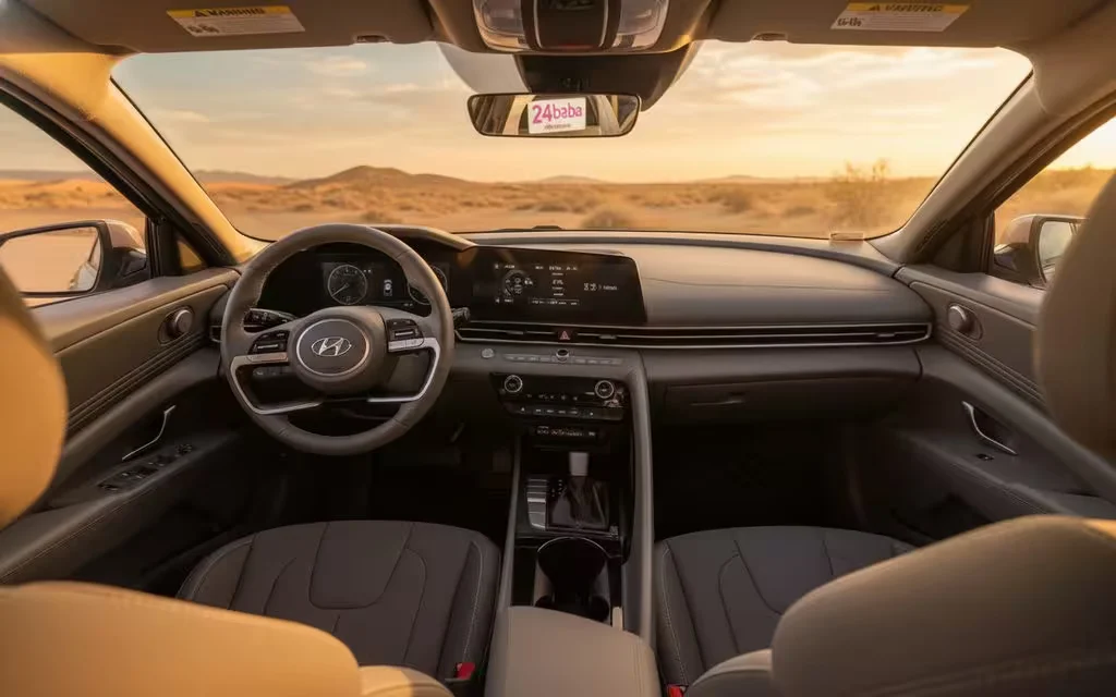 Hyundai Elantra 2023 dashboard and infotainment – rental in Dubai