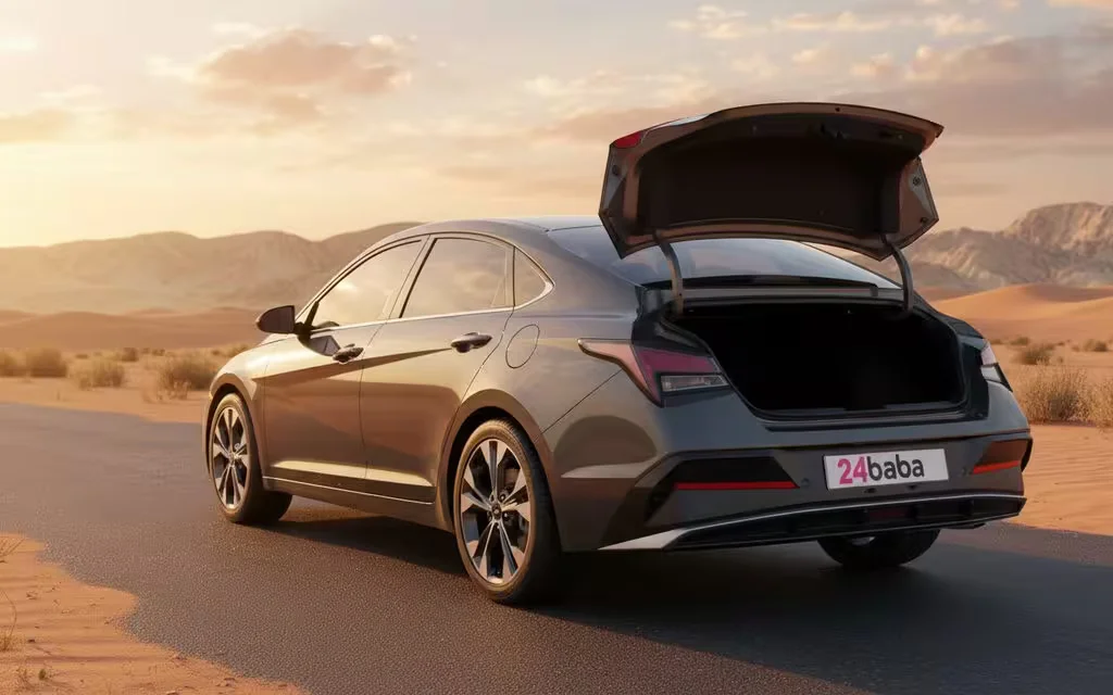 Hyundai Elantra 2024 Grey rear view showing taillights – rental in Dubai