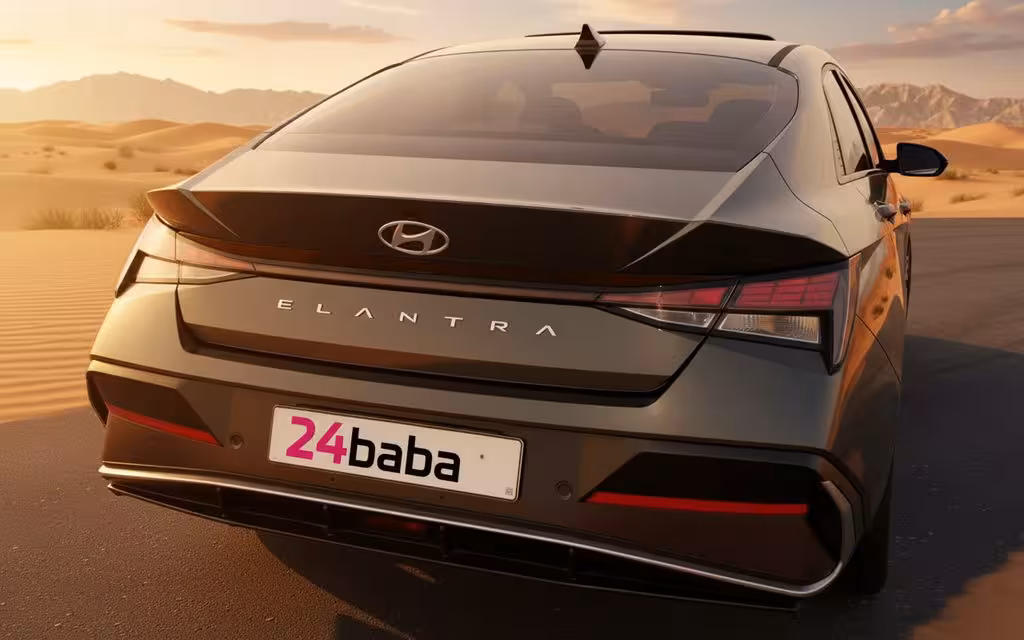Hyundai Elantra 2024 Grey rear view showing taillights – rental in Dubai