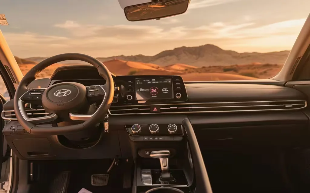 Hyundai Elantra 2025 dashboard and infotainment – rental in Dubai