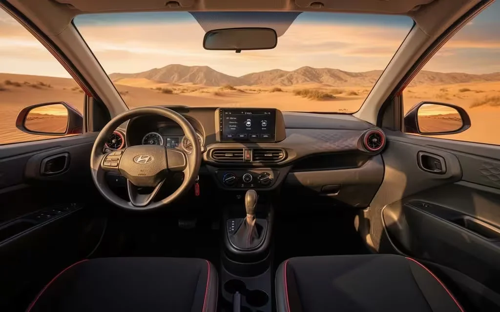 Hyundai GrandI10 2023 interior view showing trim – rental in Dubai