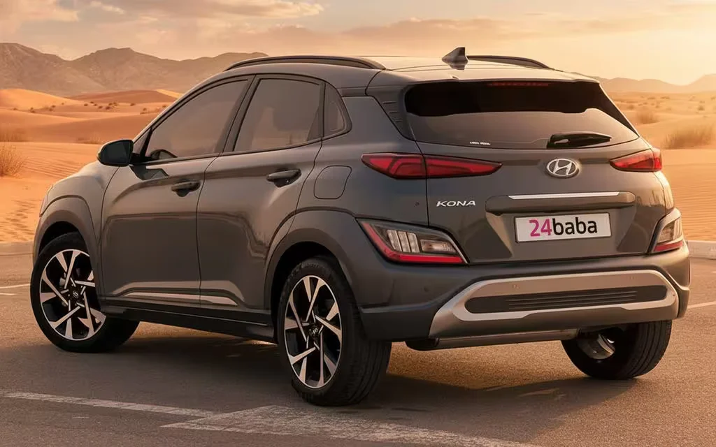 Hyundai Kona 2023 Black rear view showing taillights – rental in Dubai