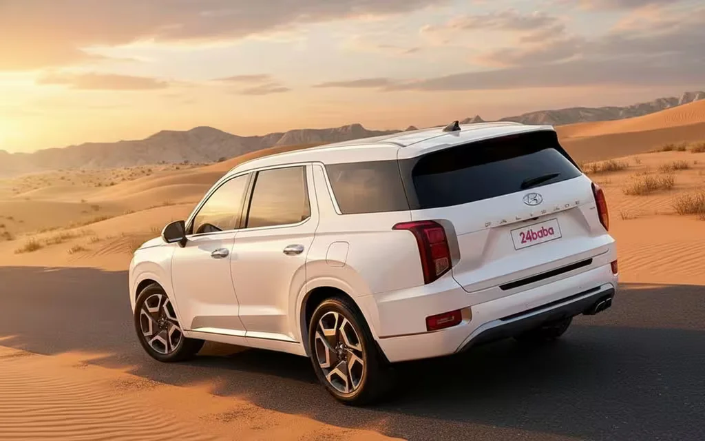 Hyundai Palisade 2021 White rear view showing taillights – rental in Dubai