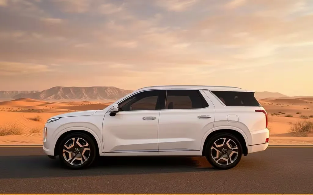 Hyundai Palisade 2021 White side profile – rental in Dubai
