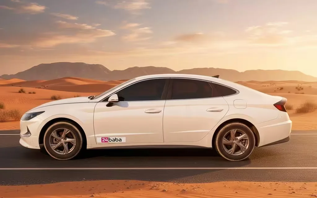 Hyundai Sonata 2020 White side profile – rental in Dubai