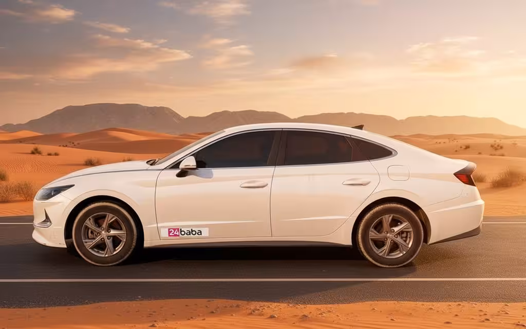 Hyundai Sonata 2020 White side profile – rental in Dubai