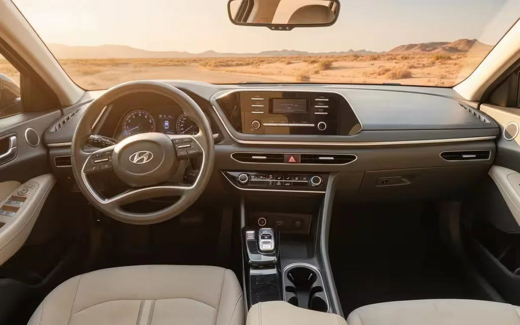 Hyundai Sonata 2020 dashboard and infotainment – rental in Dubai