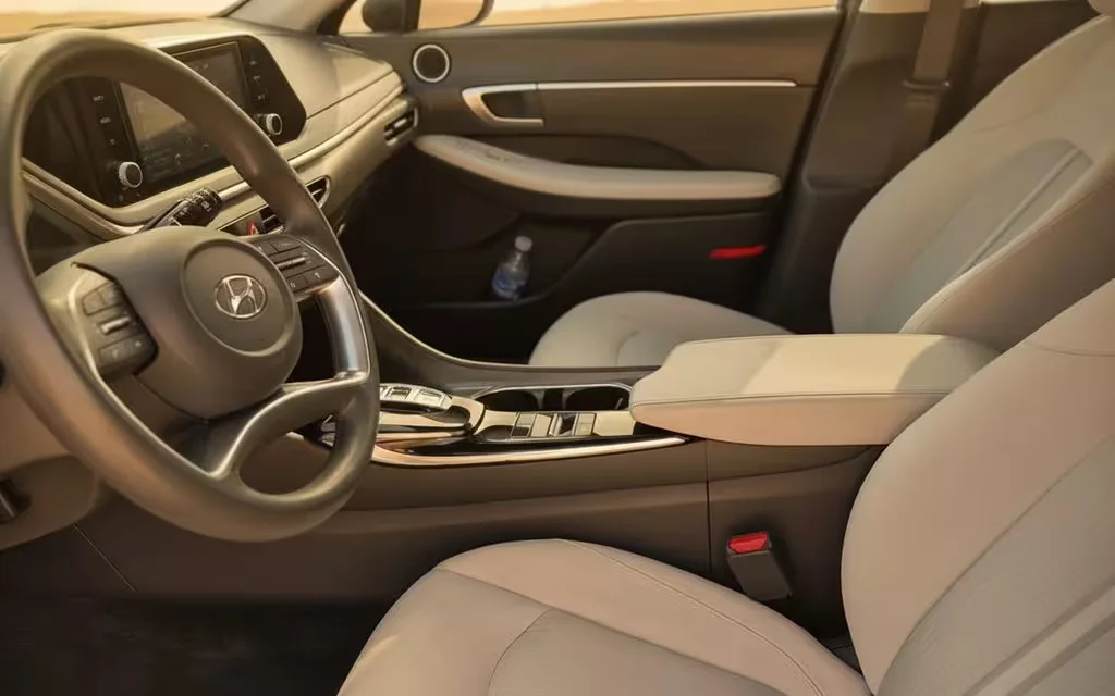 Hyundai Sonata 2021 interior view showing trim – rental in Dubai