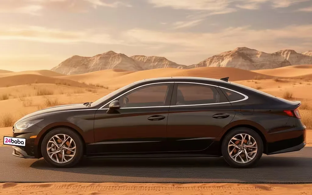 Hyundai Sonata 2021 Black side profile – rental in Dubai