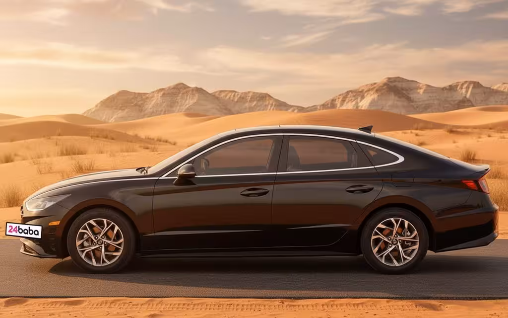 Hyundai Sonata 2021 Black side profile – rental in Dubai