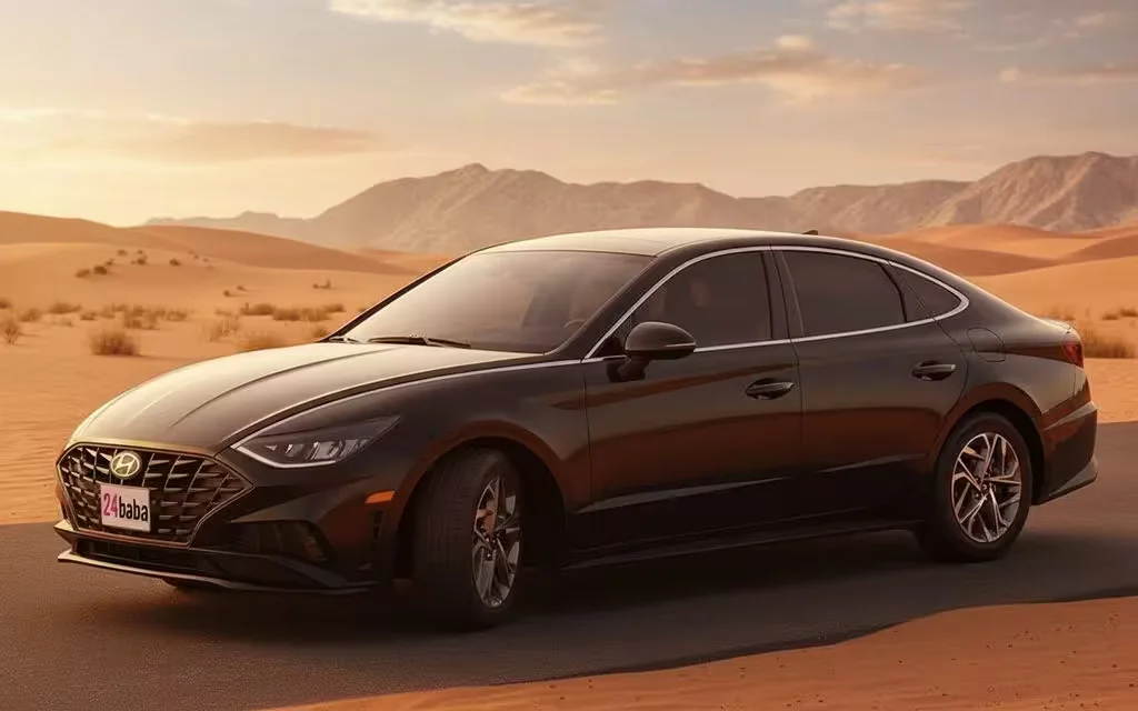 Hyundai Sonata 2021 Black side profile – rental in Dubai