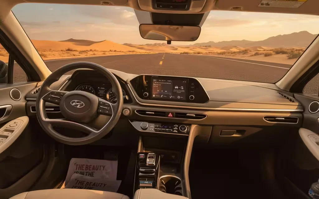 Hyundai Sonata 2021 dashboard and infotainment – rental in Dubai