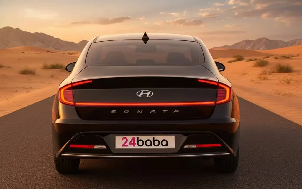 Hyundai Sonata 2021 Black rear view showing taillights – rental in Dubai