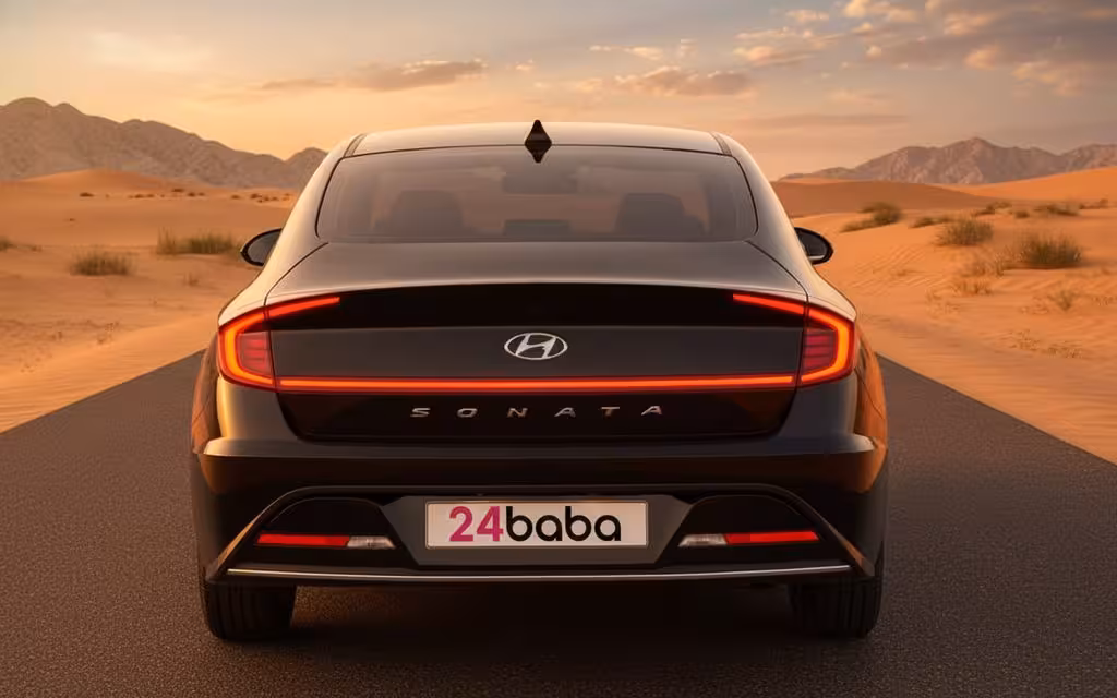 Hyundai Sonata 2021 Black rear view showing taillights – rental in Dubai