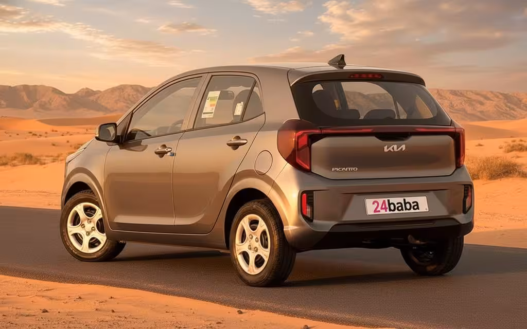 Kia Picanto 2024 Grey rear view showing taillights