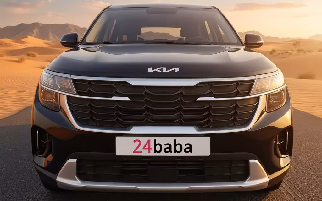 Kia Seltos 2025 Black front view with headlights